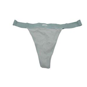 SKIMS Kim Kardashian Cotton Rib Mid-Rise Thong Panty Frost Light Blue Womens 3X